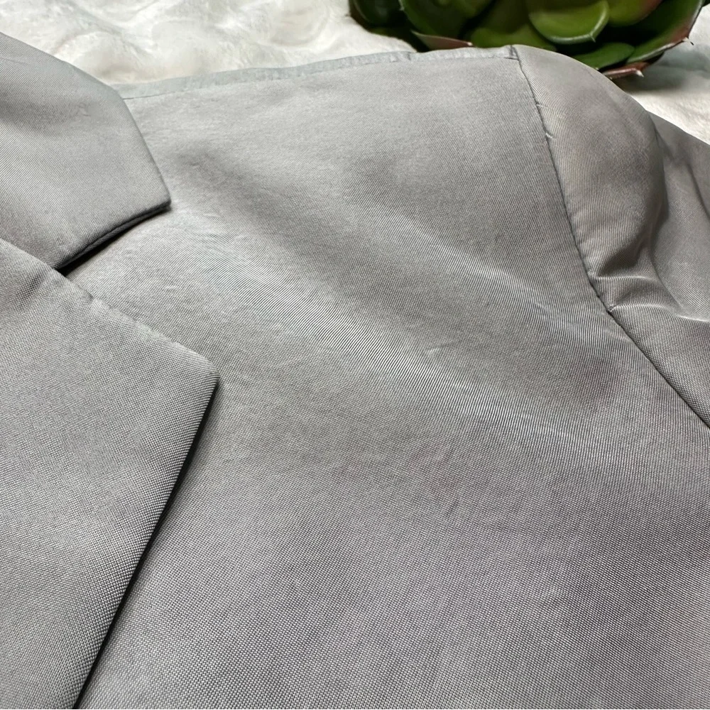 Emporio Armani Vintage Single Button Gray Silver Silk Blend Blazer Jacket Size 4